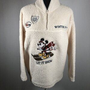 🐭 Disney Mickey Mouse “Winter Sports” Sherpa Fleece Pullover — Cozy &  Graphic